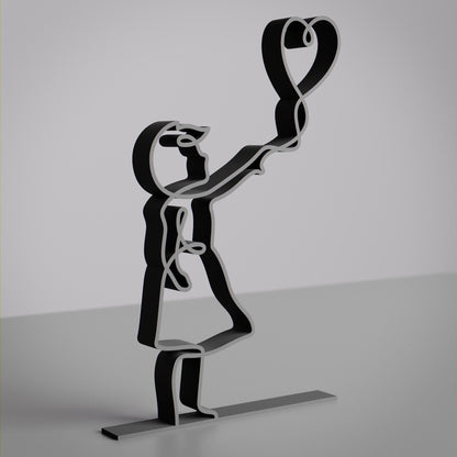 Girl with Balloon - Customized Line Art Figure