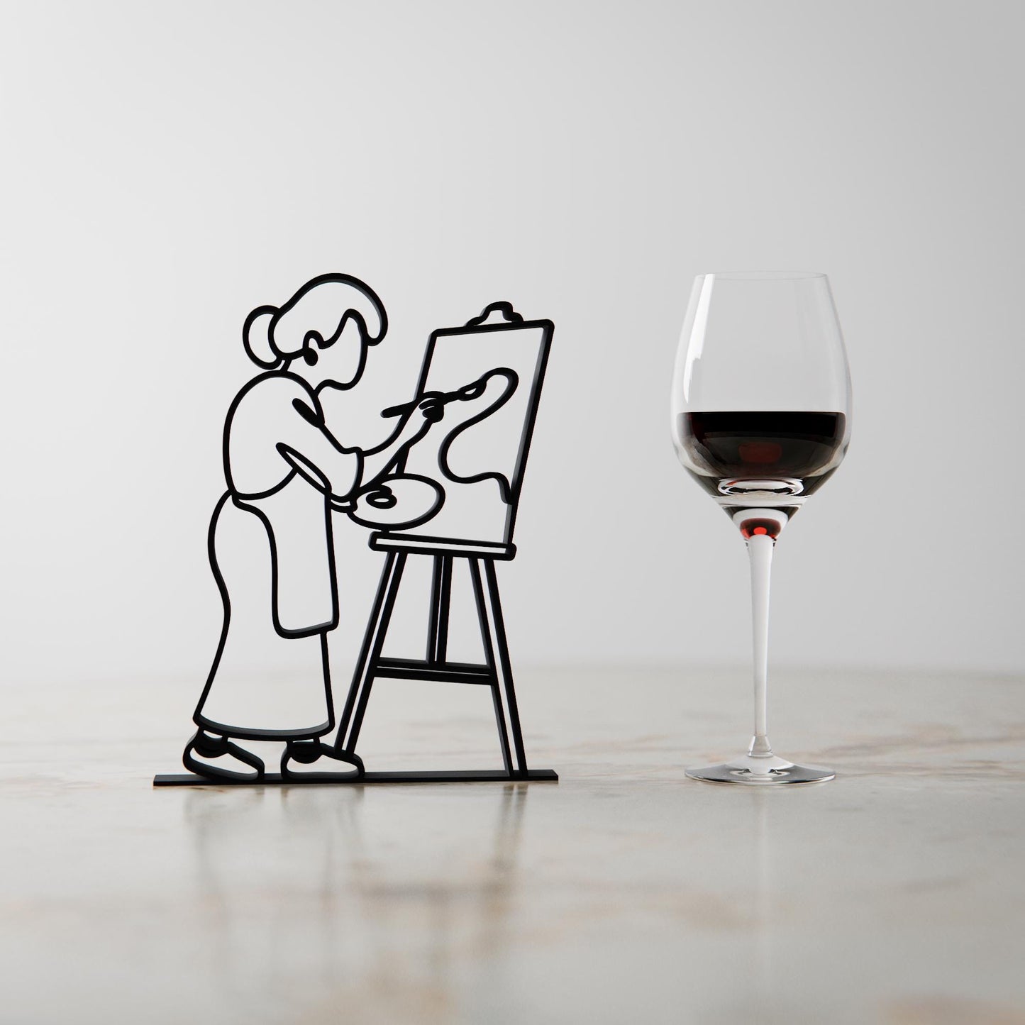 Female Painter - Customized Line Art Figure