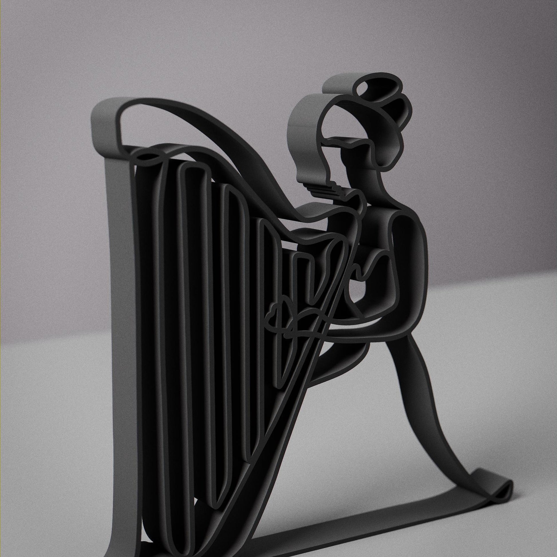Harp Player - Customized Line Art Figure