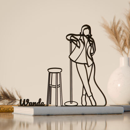 Female Stand-Up Comedian - Customized Line Art Figure