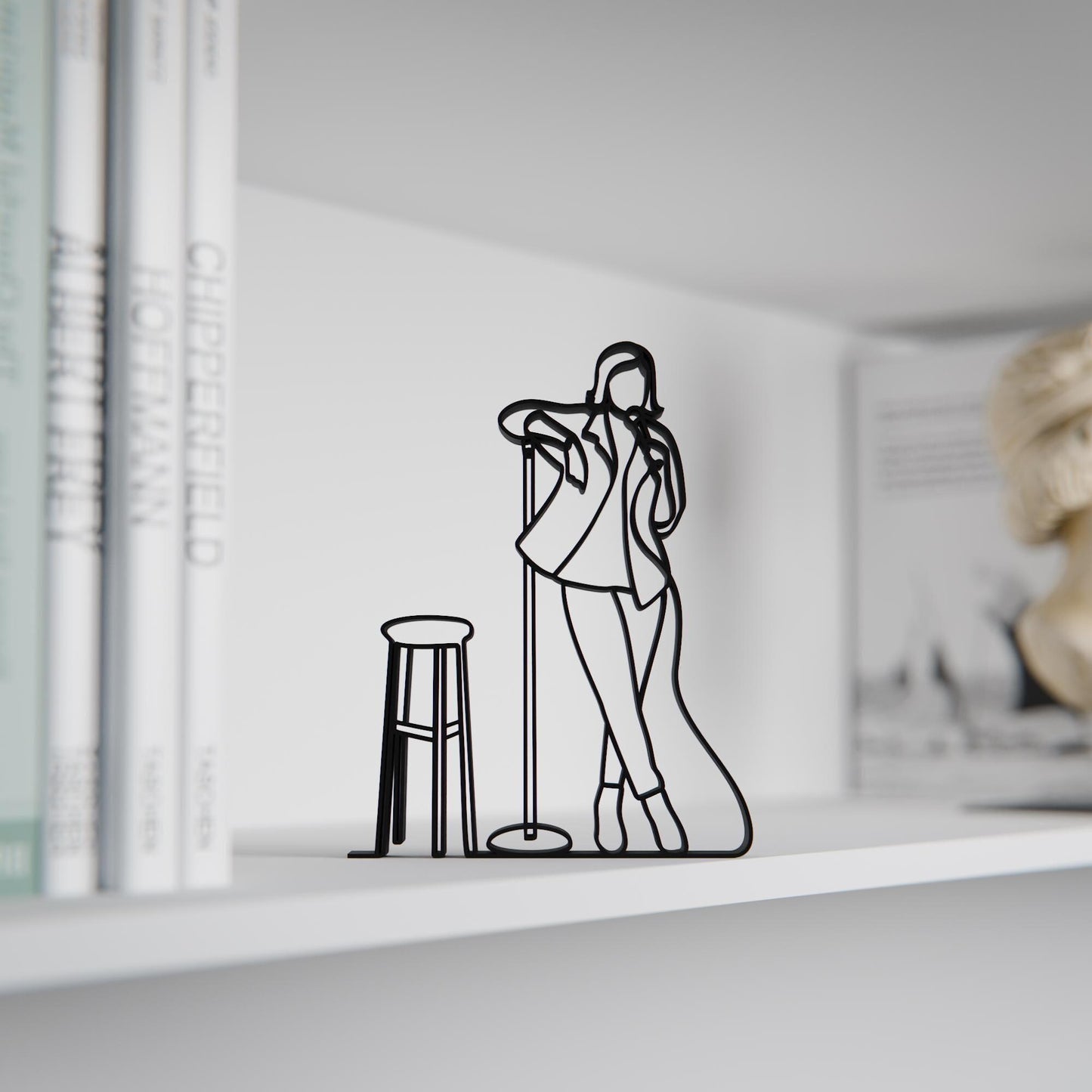 Female Stand-Up Comedian - Customized Line Art Figure