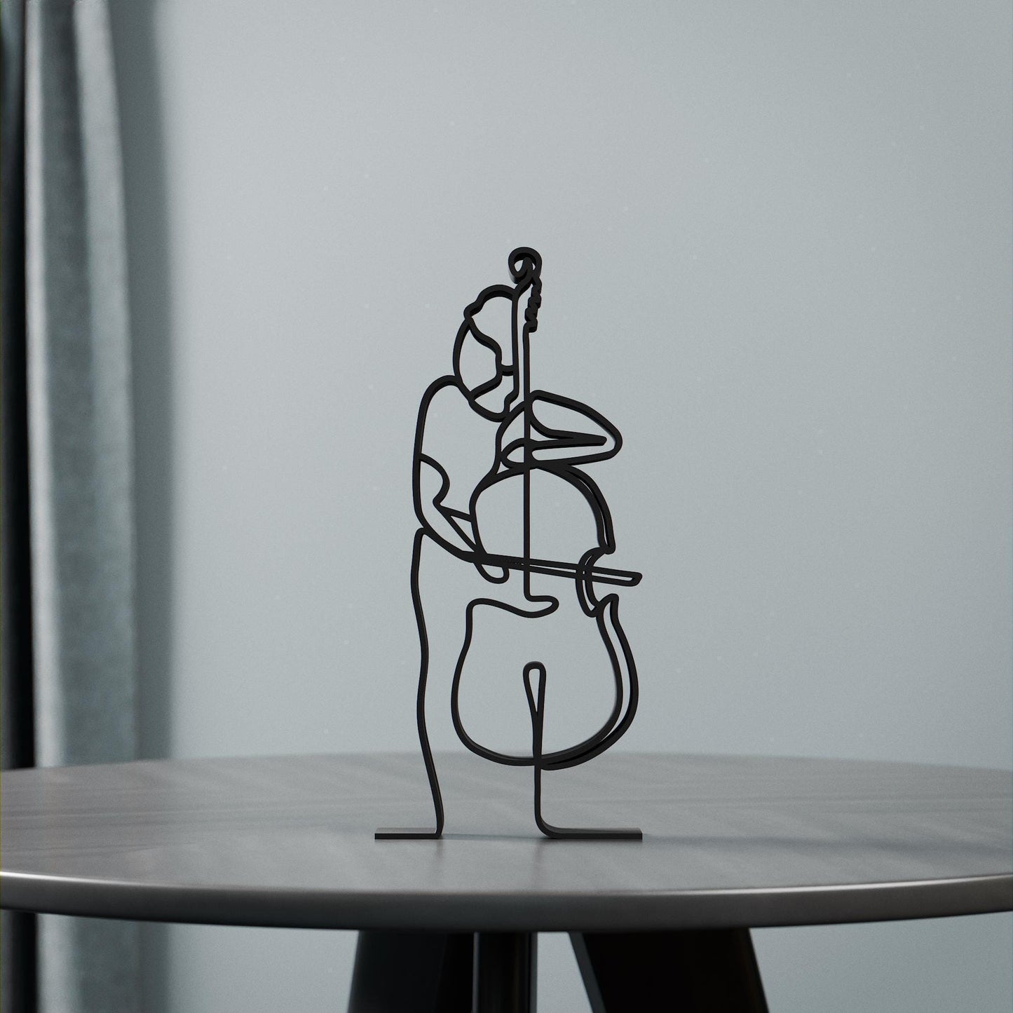Female Contrabass Player - Customized Line Art Figure