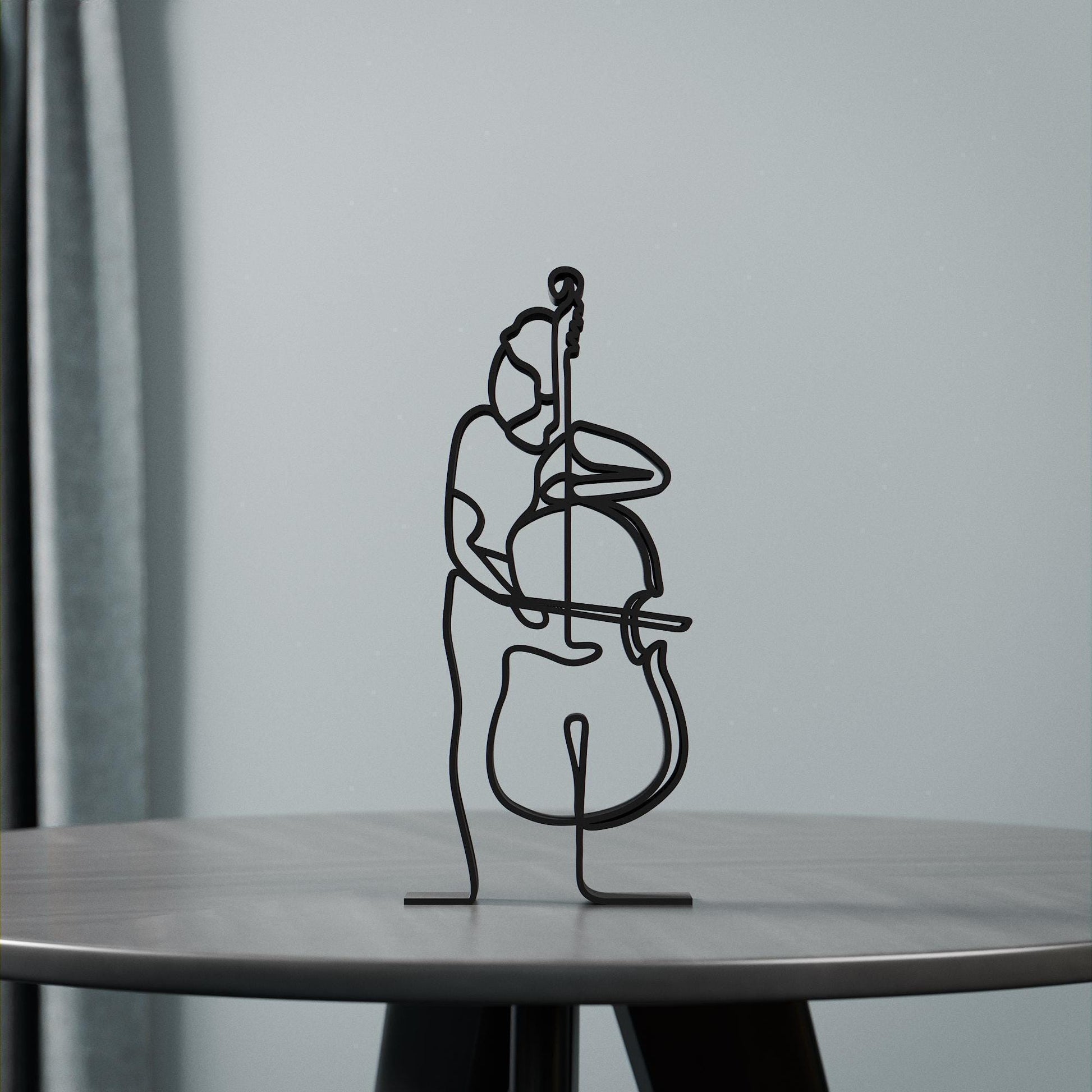 Female Contrabass Player - Customized Line Art Figure