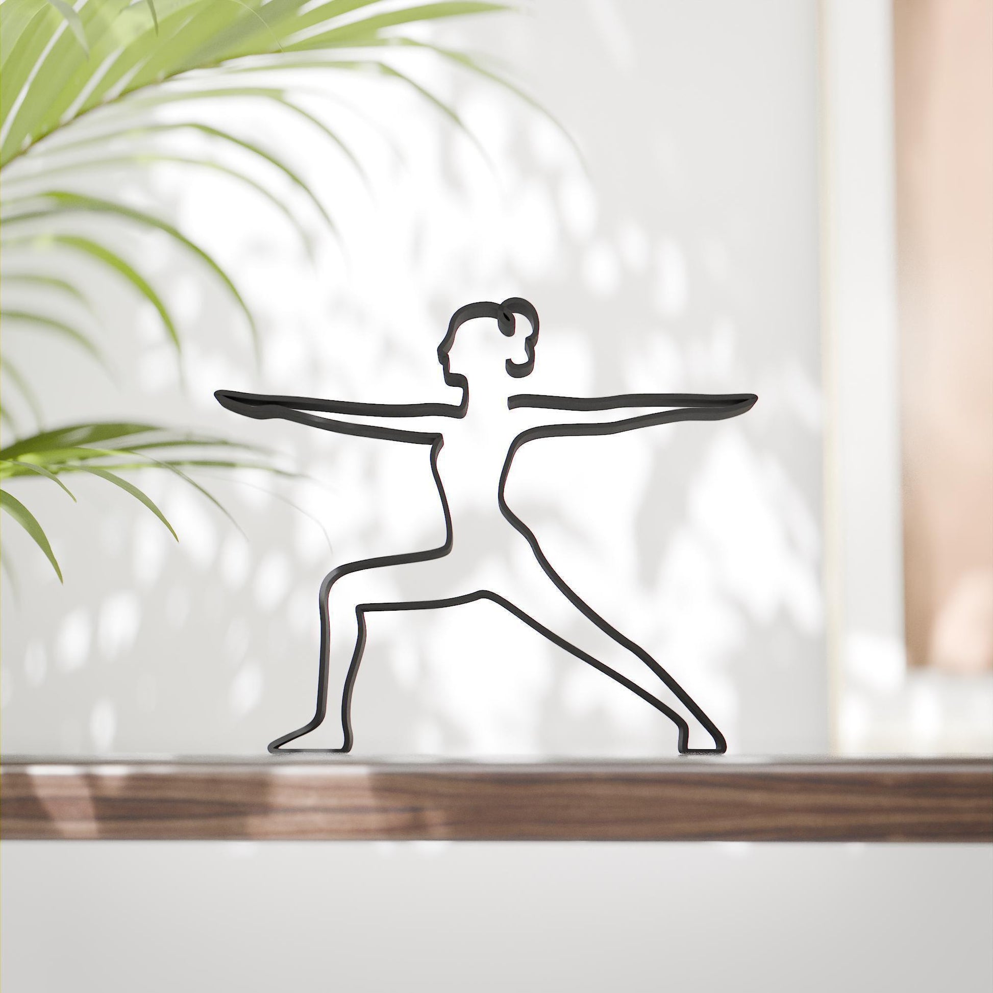 Yoga Warrior 2 Pose - Line Art Figure