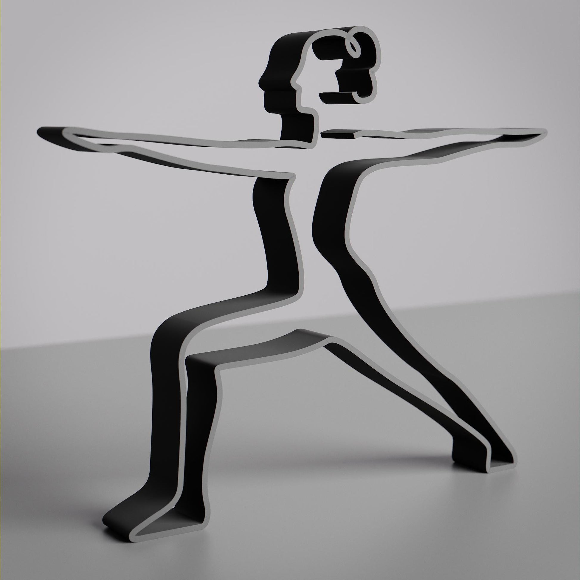 Yoga Warrior 2 Pose - Line Art Figure