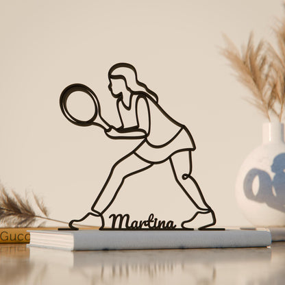 Female Tennis Player - Customized Line Art Figure