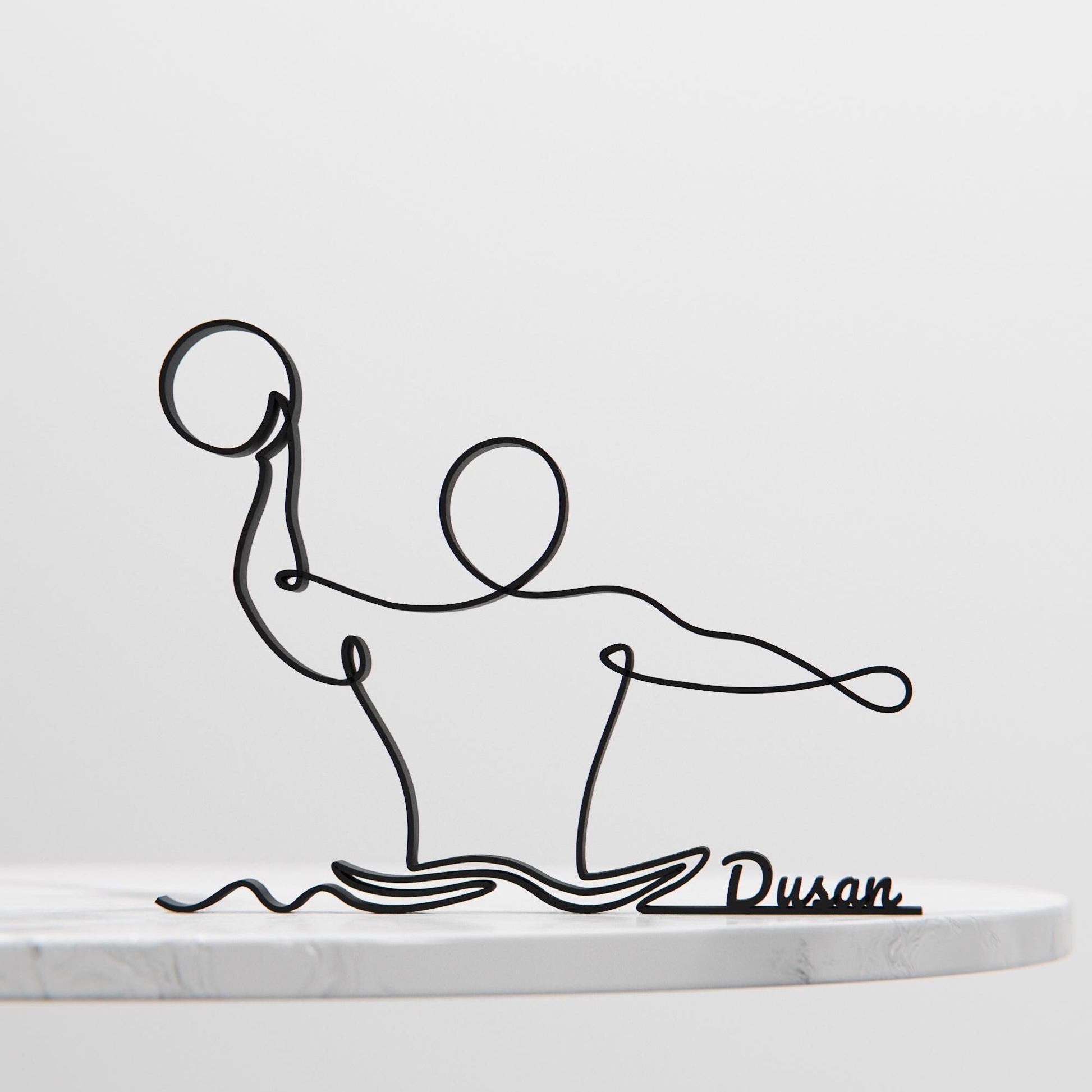 Water Polo Player - Customized Line Art Figure