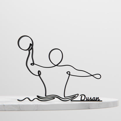 Water Polo Player - Customized Line Art Figure