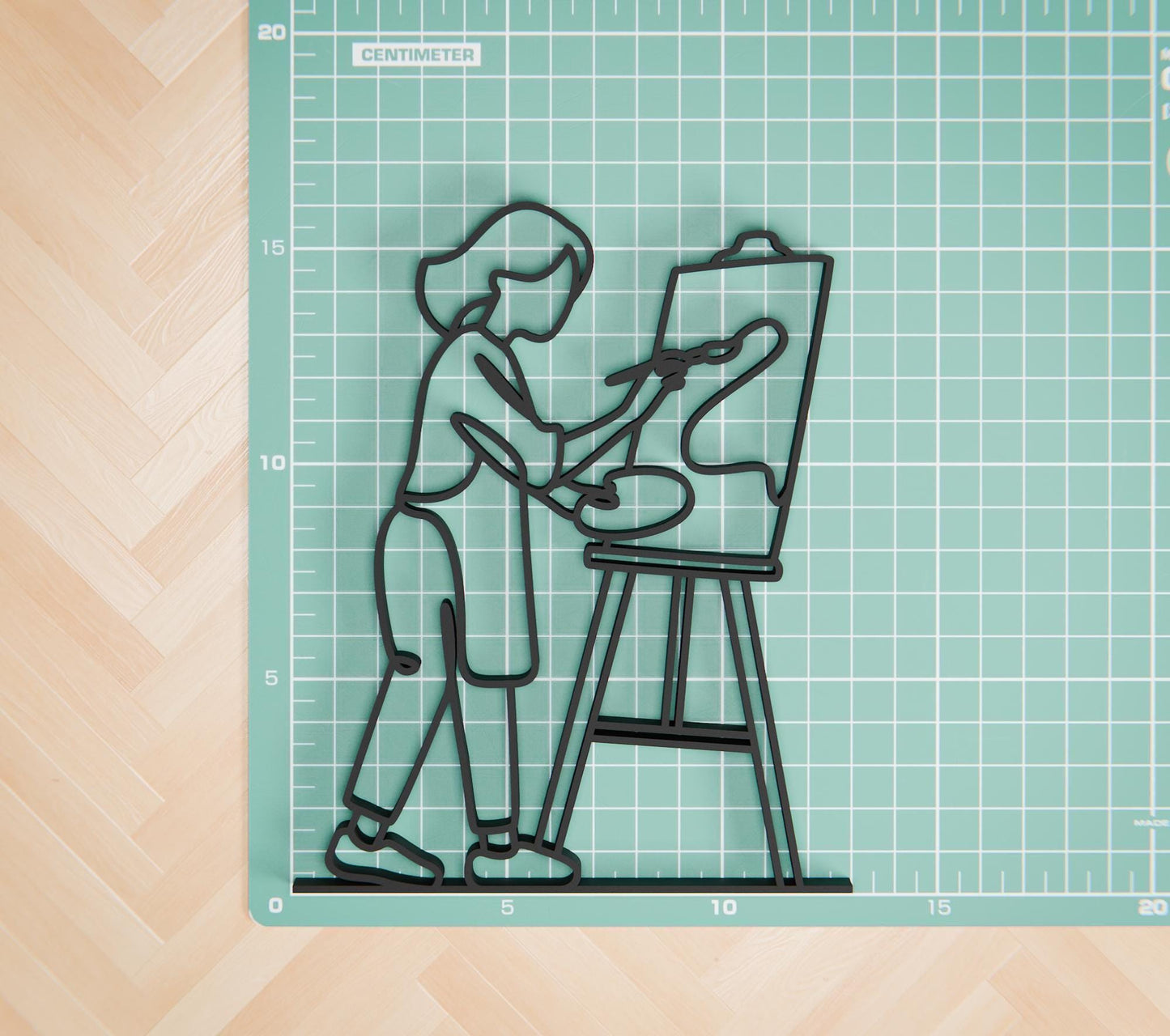 Young Female Painter - Customized Line Art Figure