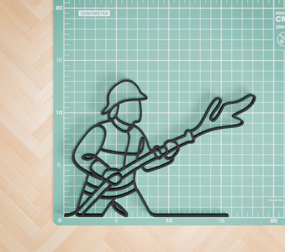 Personalized Fireman Figure - Minimalist Line Art Sculpture