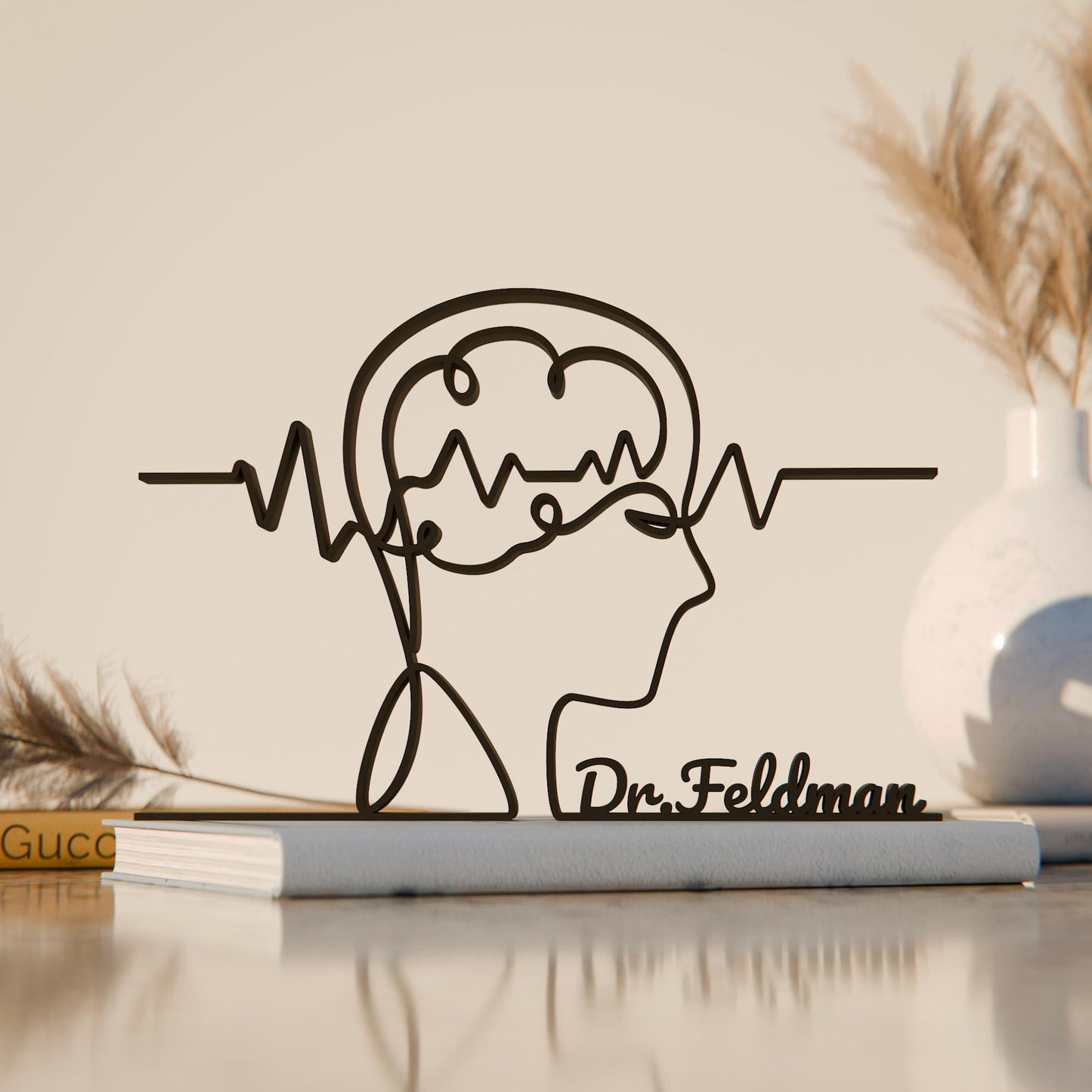 Personalized Neurologist Figure - Minimalist Line Art Sculpture