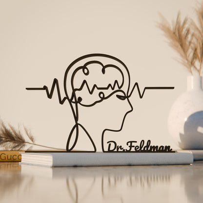 Personalized Neurologist Figure - Minimalist Line Art Sculpture