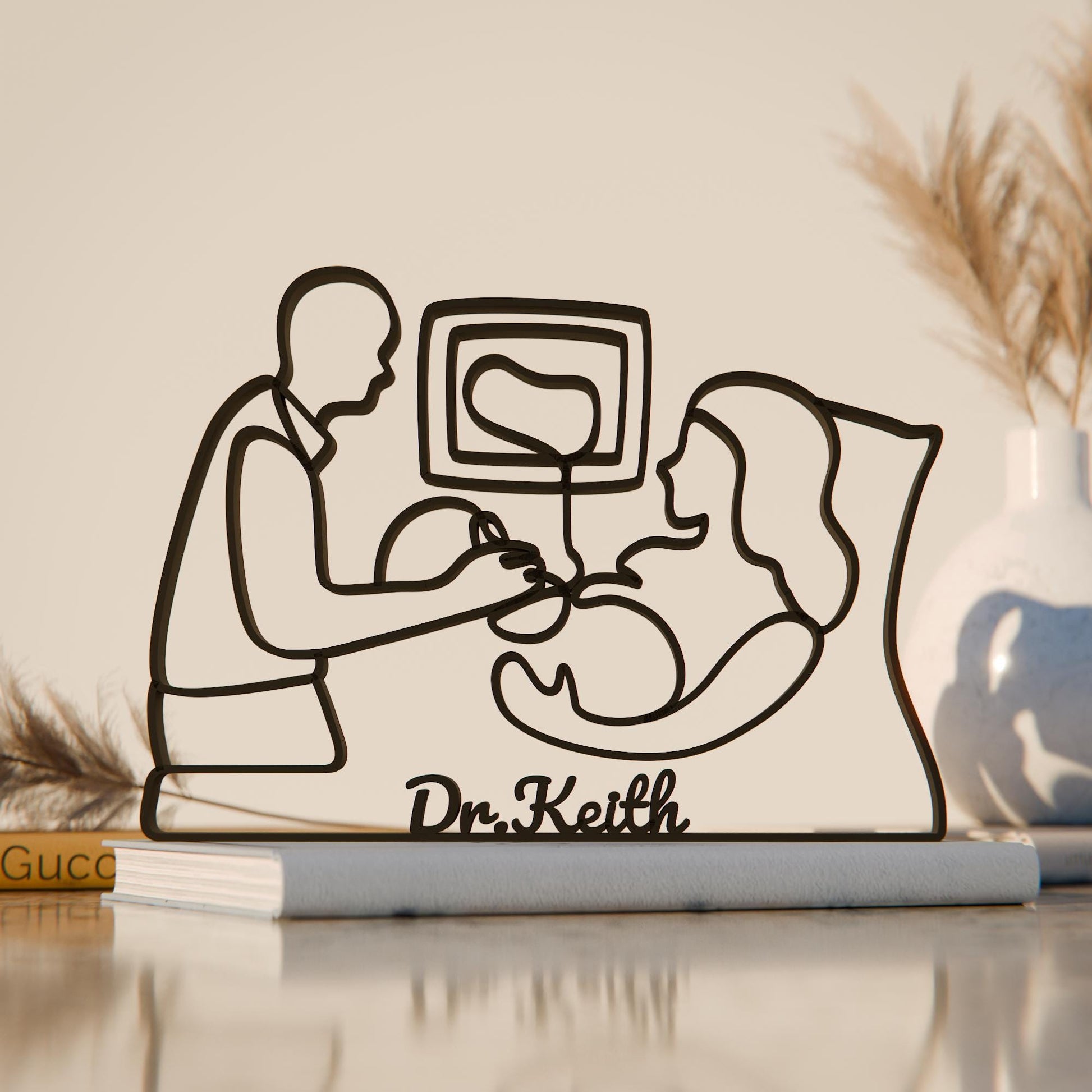 Personalized Gynecologist Figure - Minimalist Line Art Sculpture