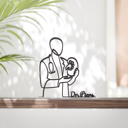 Personalized Nephrologist Figure - Minimalist Line Art Sculpture