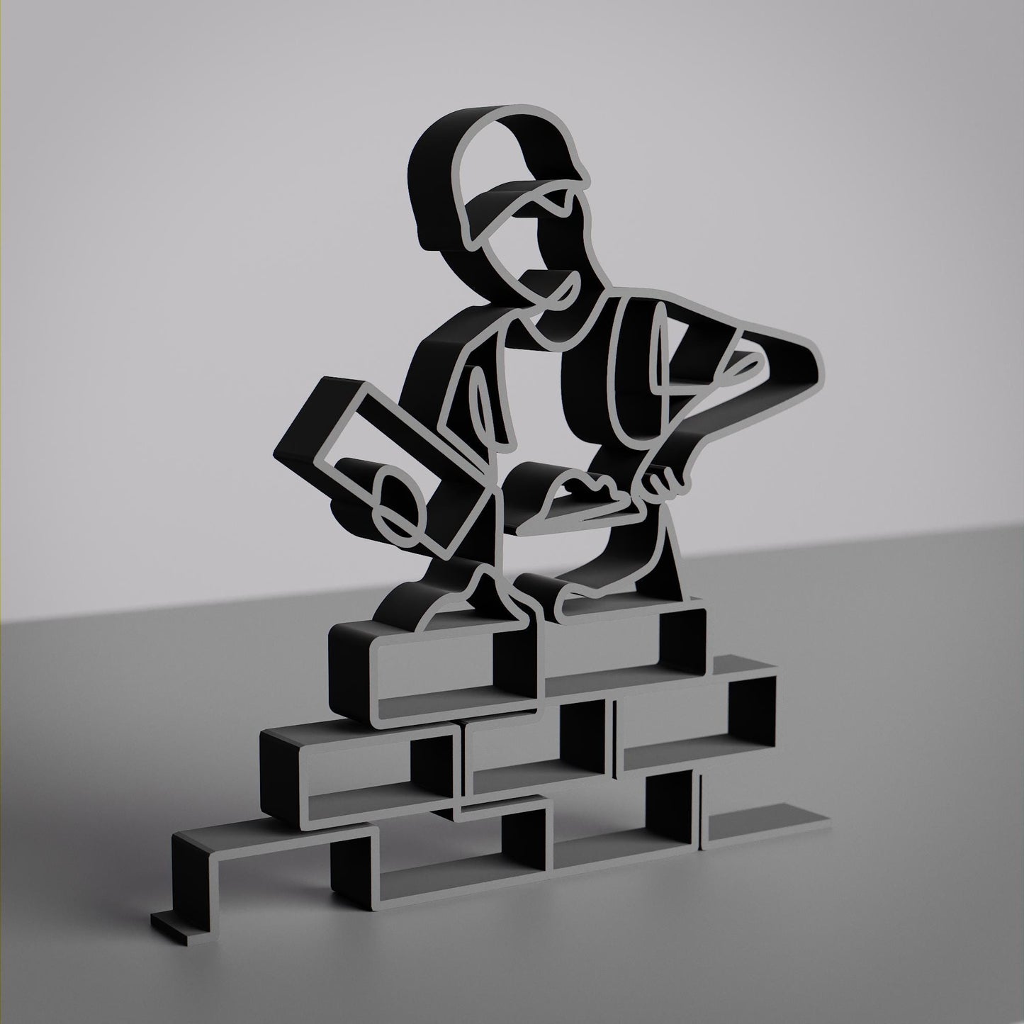Personalized Construction Worker Figure - Minimalist Line Art Sculpture