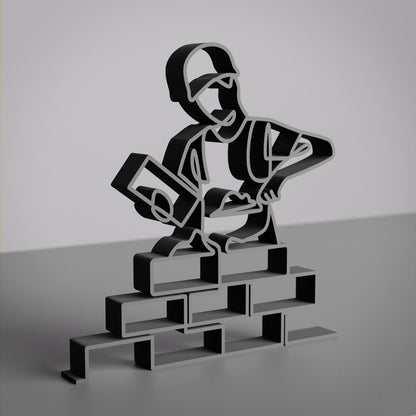 Personalized Construction Worker Figure - Minimalist Line Art Sculpture