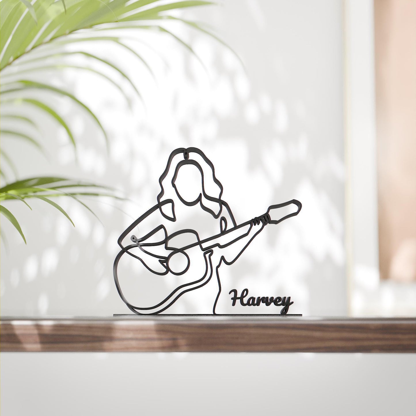 Female Acoustic Guitarist - Customized Line Art Figure