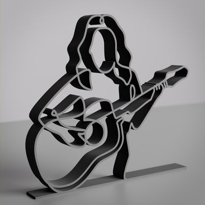 Female Acoustic Guitarist - Customized Line Art Figure