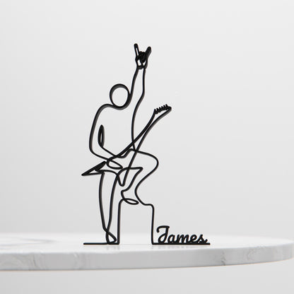 Metalhead Guitarist - Customized Line Art Figure