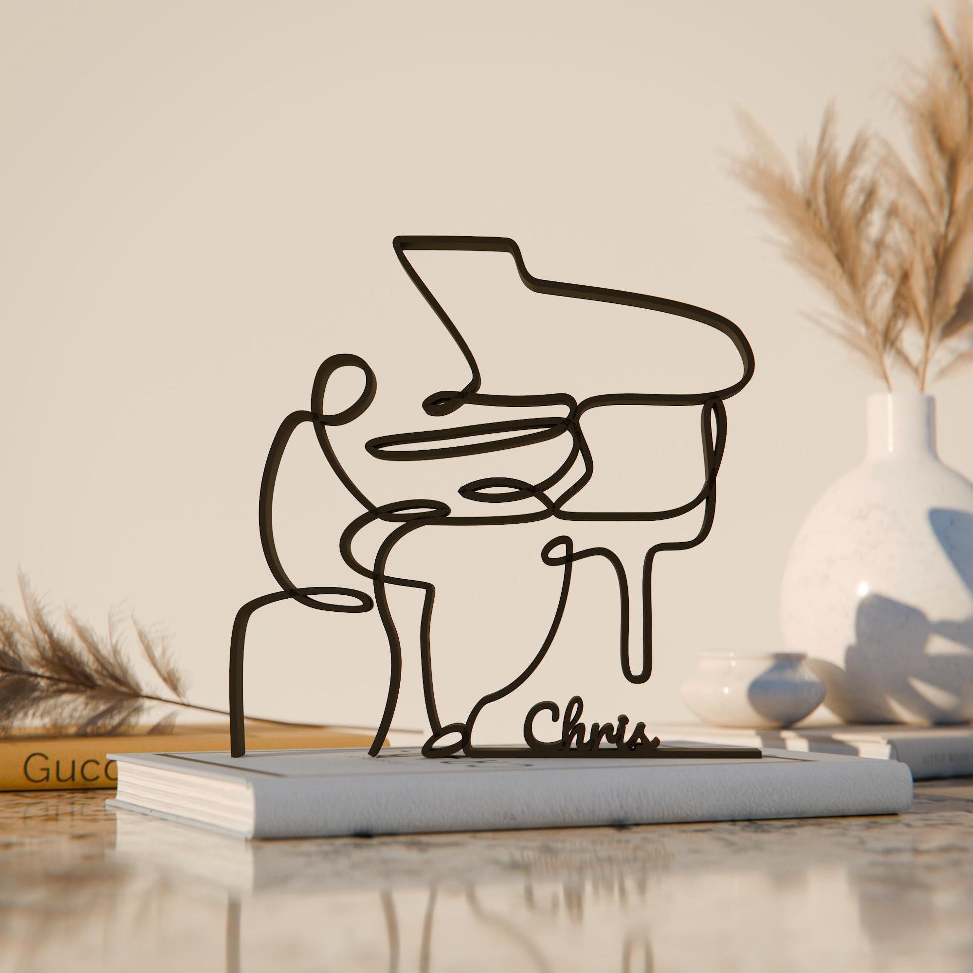 Pianist - Customized Line Art Figure