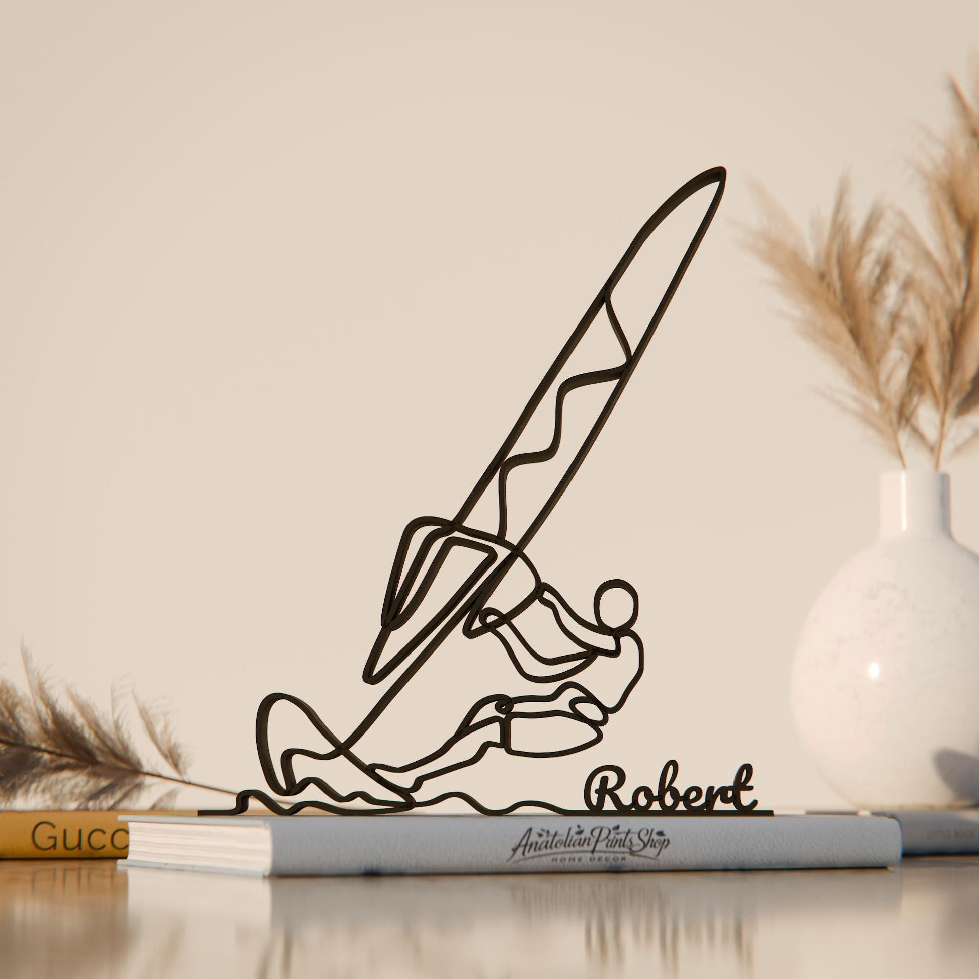 Windsurfer - Customized Line Art Figure