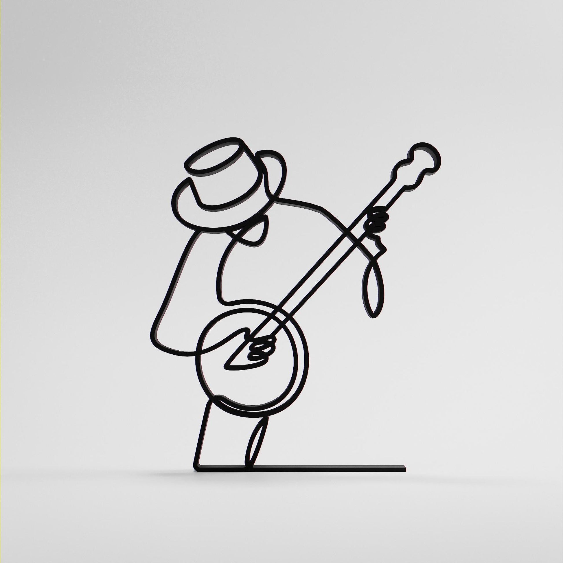 Banjo Player - Customized Line Art Figure