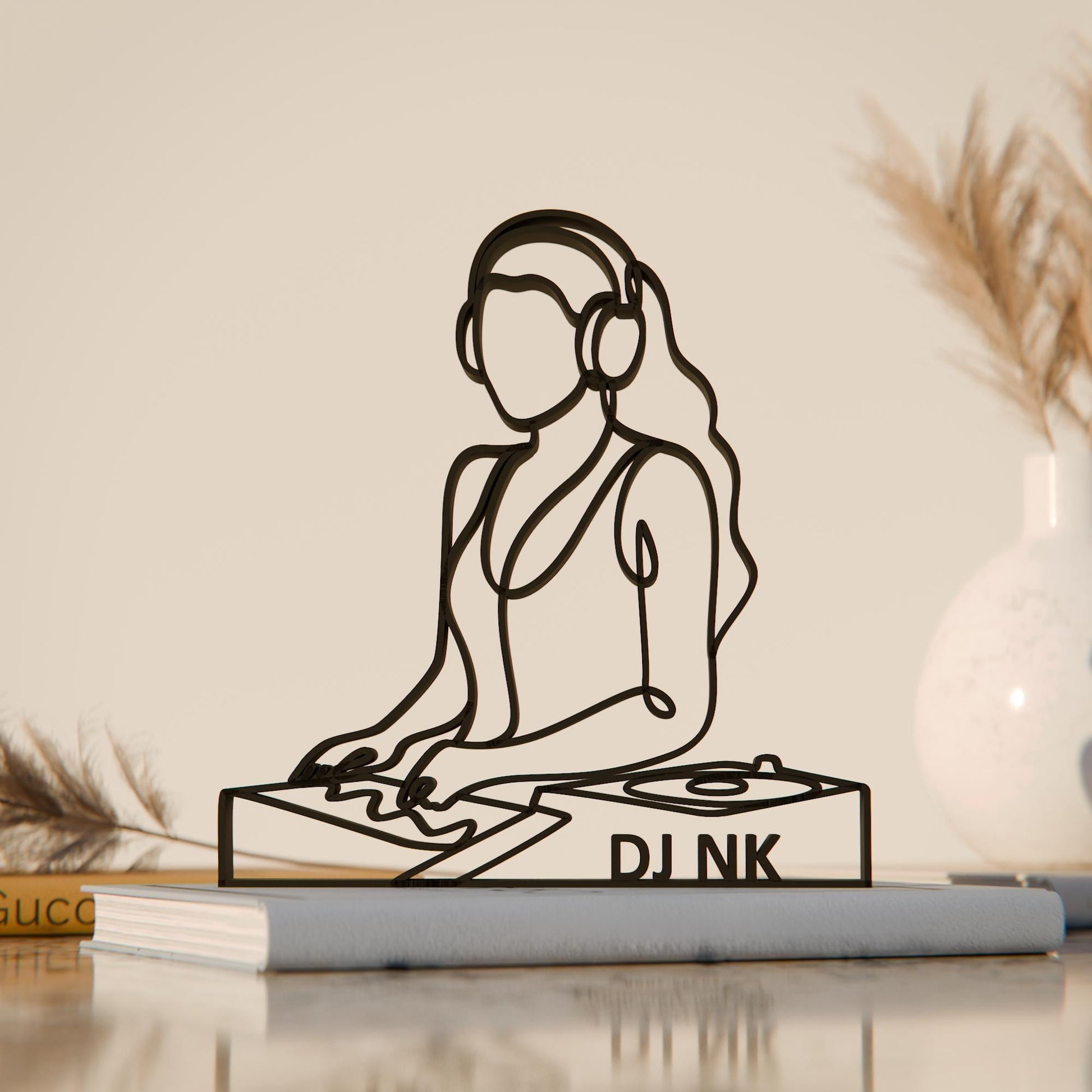 Female DJ - Customized Line Art Figure