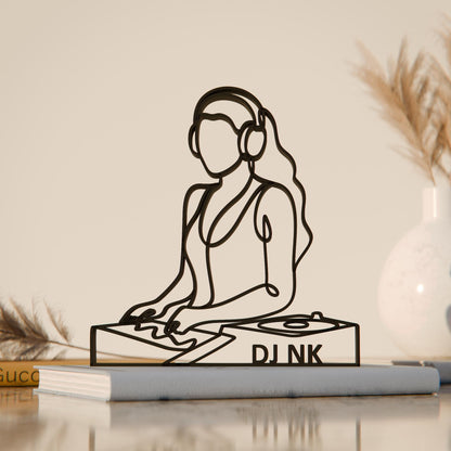 Female DJ - Customized Line Art Figure