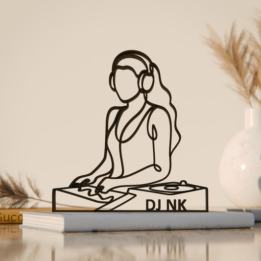 Female DJ - Customized Line Art Figure