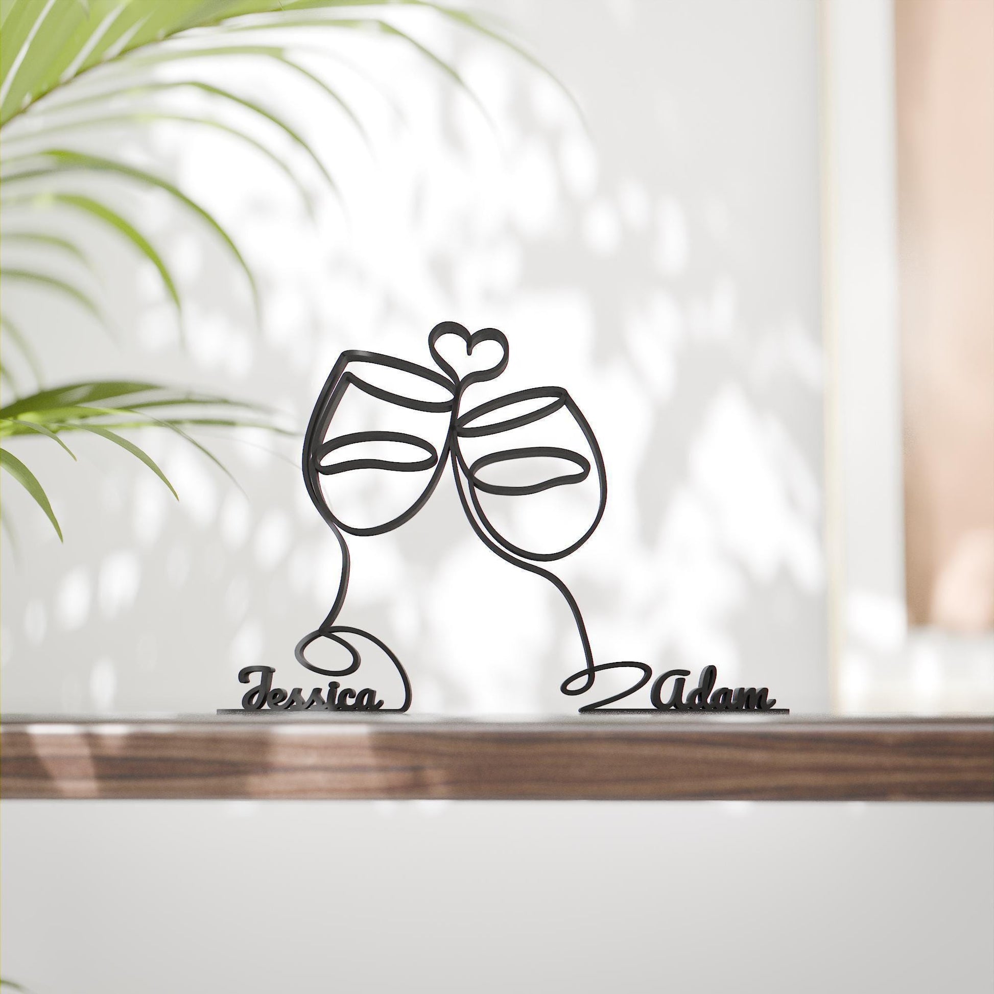 Wine Glasses - Customized Line Art Figure