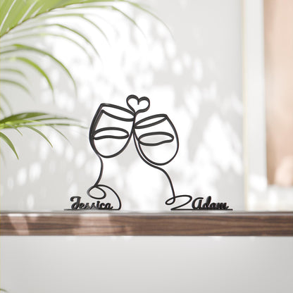 Wine Glasses - Customized Line Art Figure