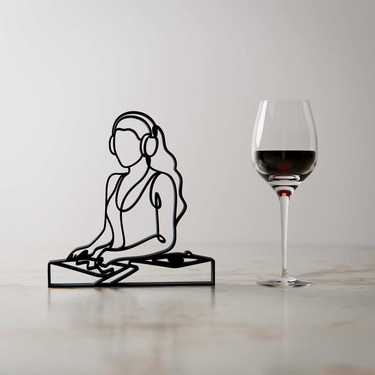 Female DJ - Customized Line Art Figure