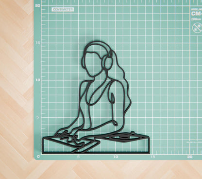 Female DJ - Customized Line Art Figure