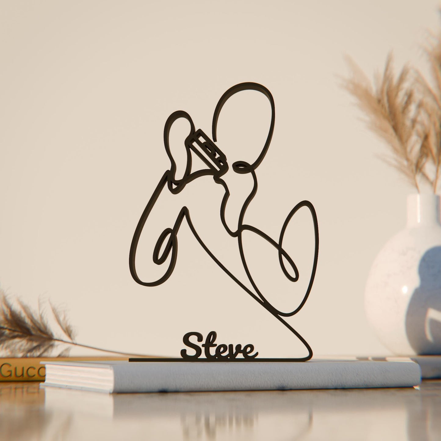 Harmonica Player - Customized Line Art Figure