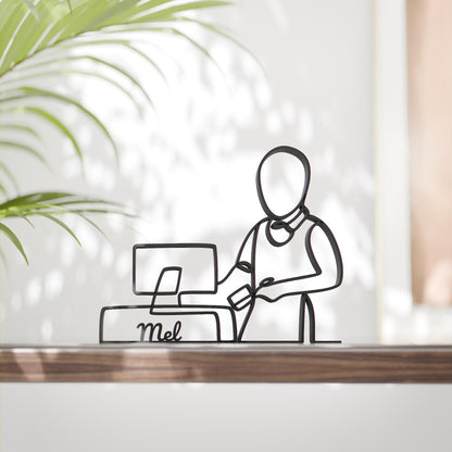 Cashier - Customized Line Art Figure
