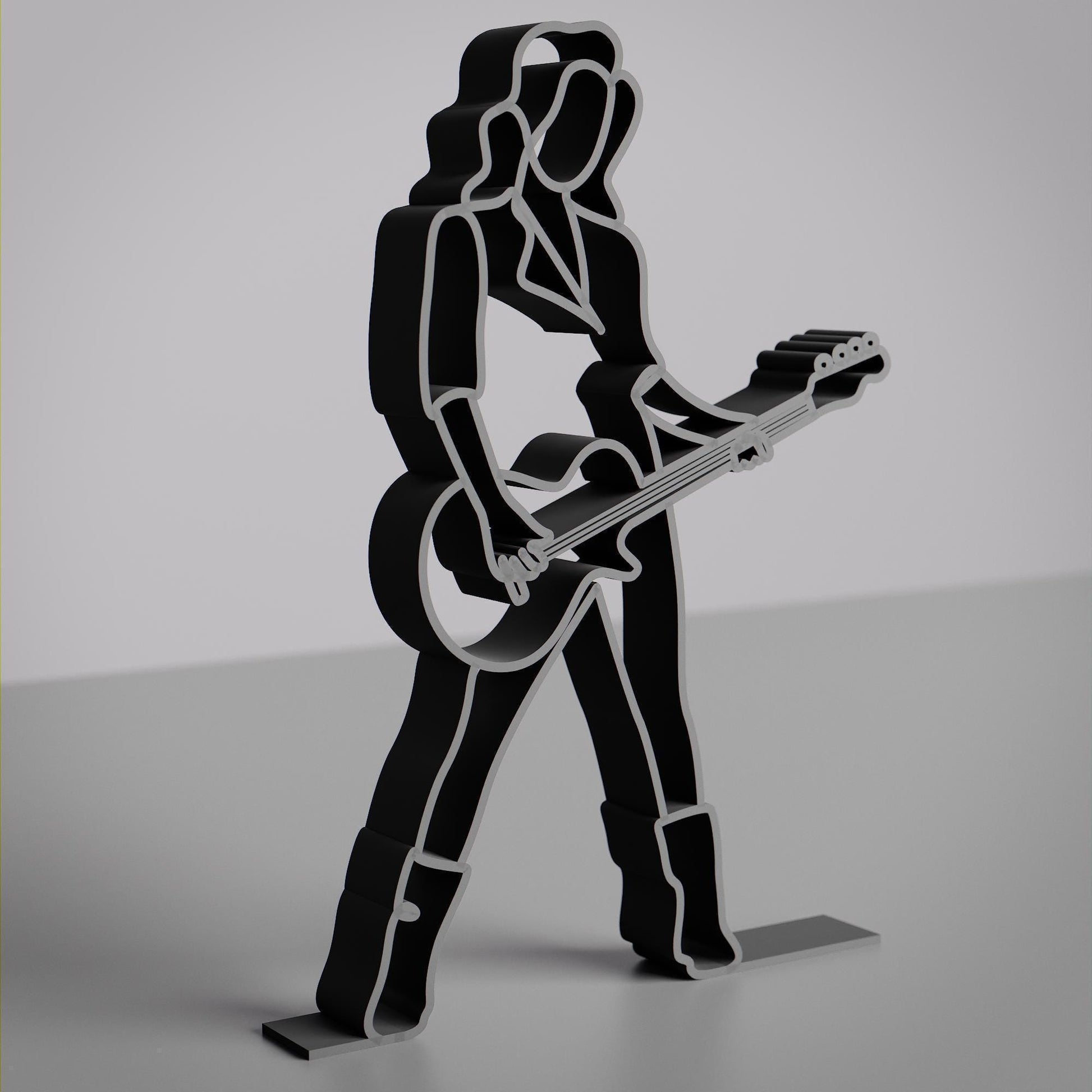 Female Bass Guitarist - Customized Line Art Figure