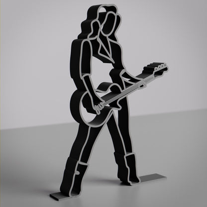 Female Bass Guitarist - Customized Line Art Figure