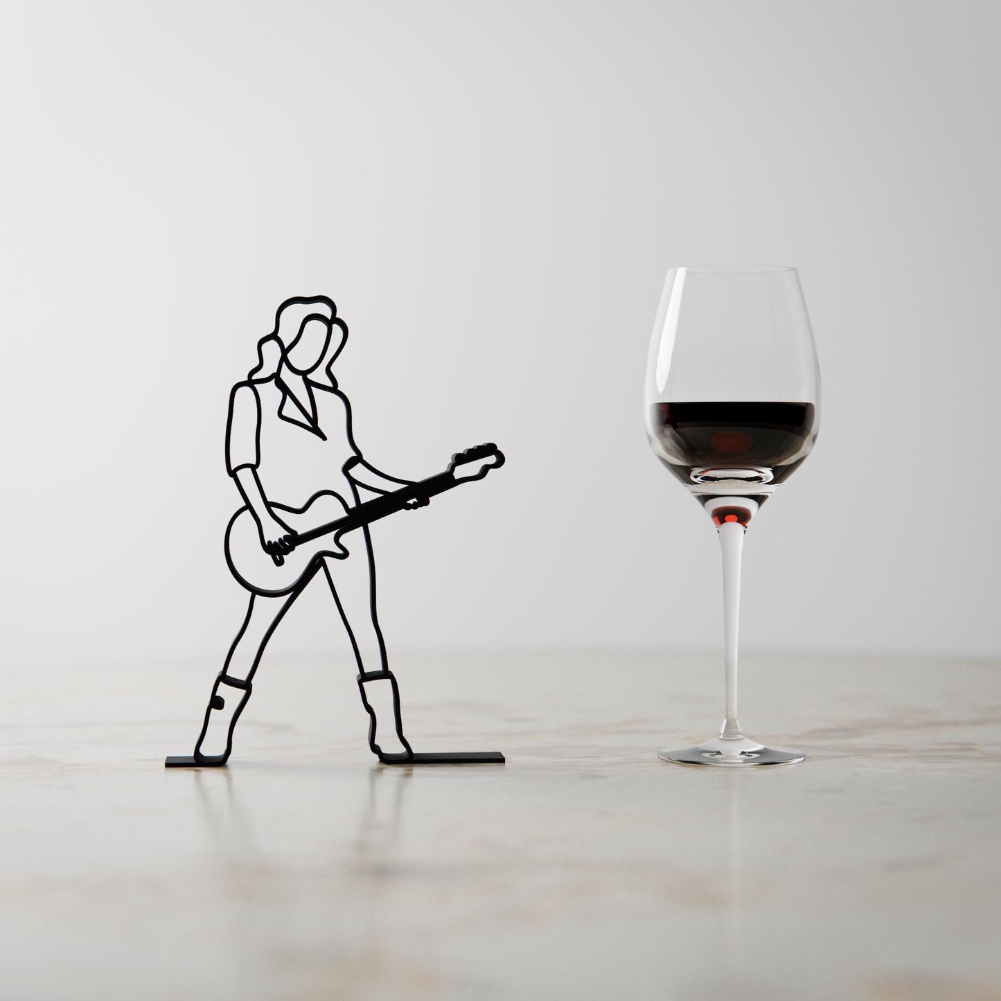 Female Bass Guitarist - Customized Line Art Figure