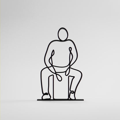 Cajon Player - Customized Line Art Figure