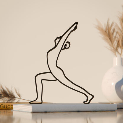 Yoga Warrior Pose - Line Art Figure