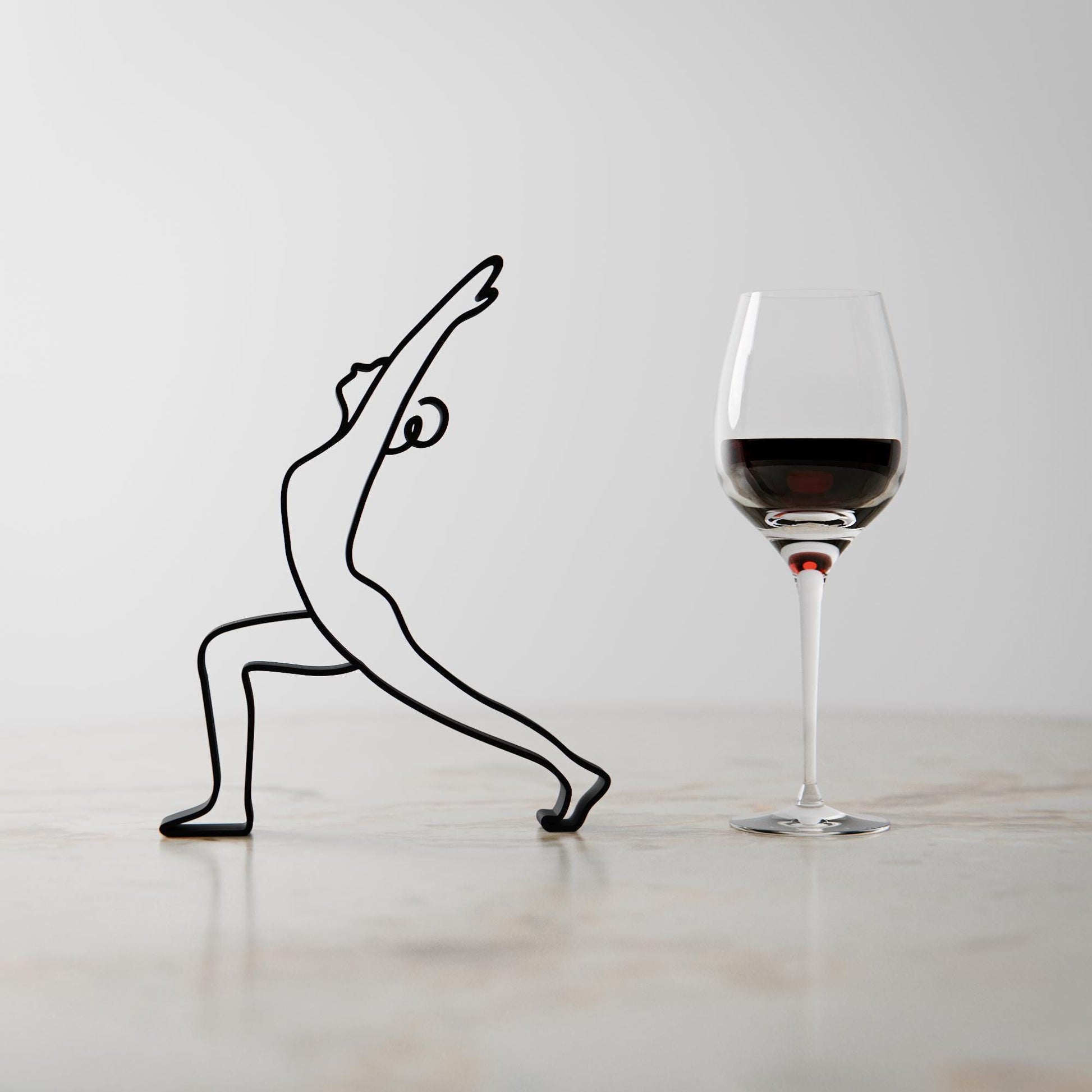 Yoga Warrior Pose - Line Art Figure