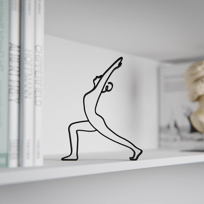Yoga Warrior Pose - Line Art Figure