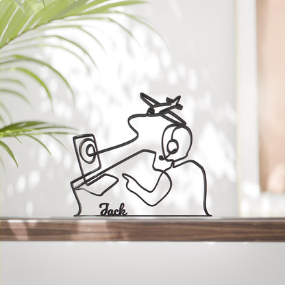 Air Traffic Controller - Customized Line Art Figure