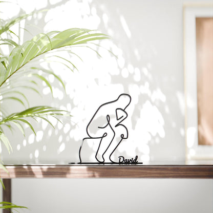 The Thinker - Customized Line Art Figure