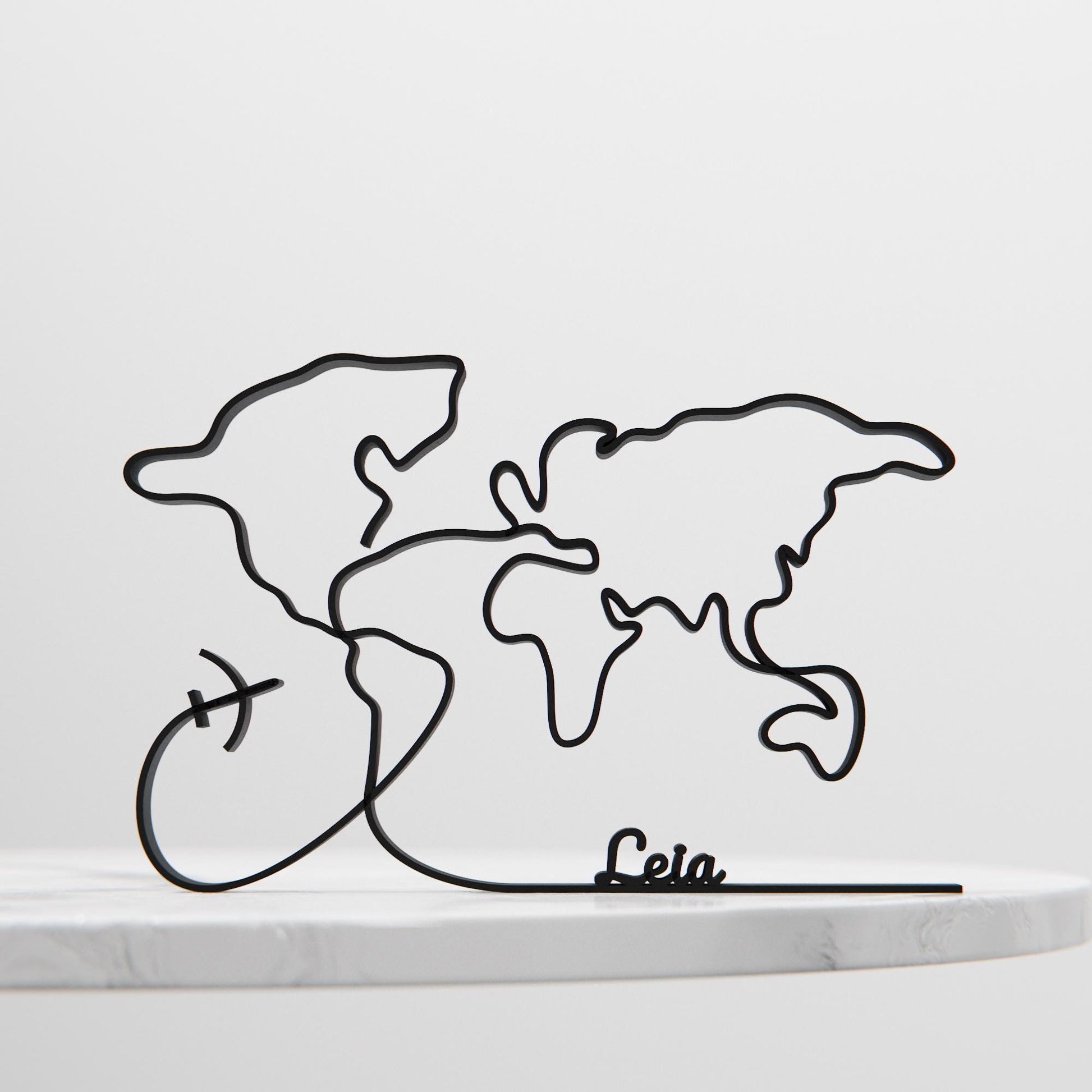 World Map - Customized Line Art Figure