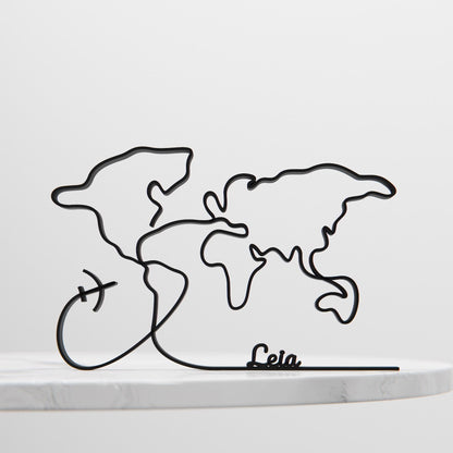 World Map - Customized Line Art Figure