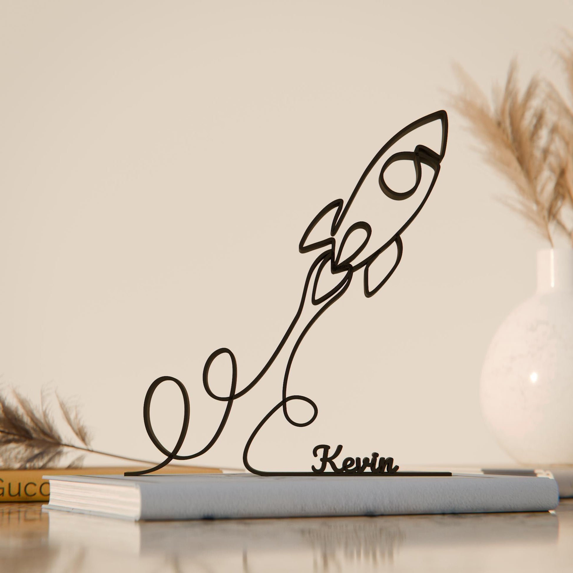 Launching Rocket - Customized Line Art Figure