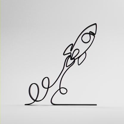Launching Rocket - Customized Line Art Figure