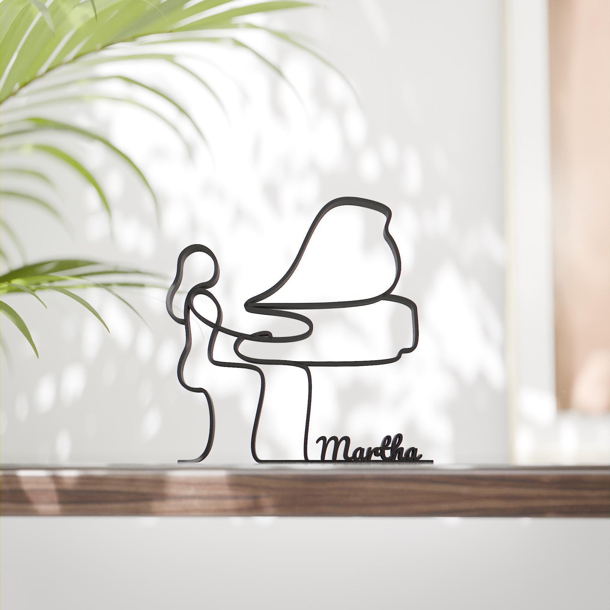 Female Pianist - Customized Line Art Figure