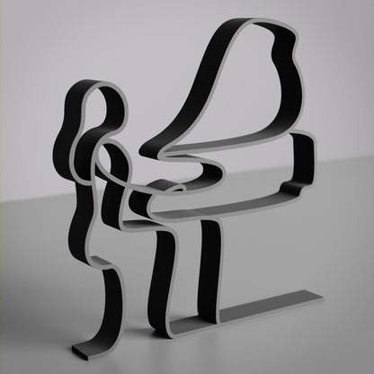 Female Pianist - Customized Line Art Figure